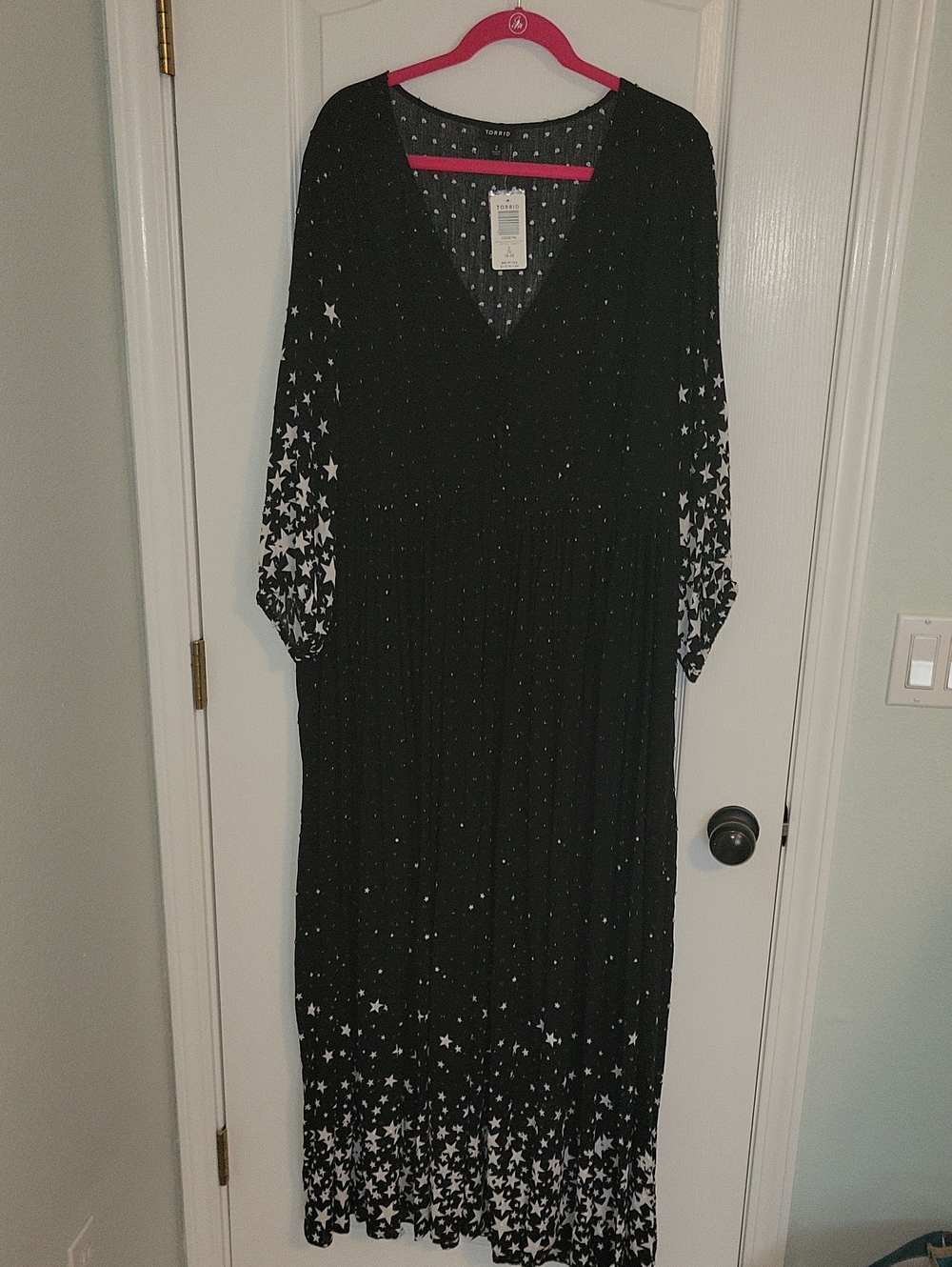 Black Star-Print V-Neck Maxi Dress